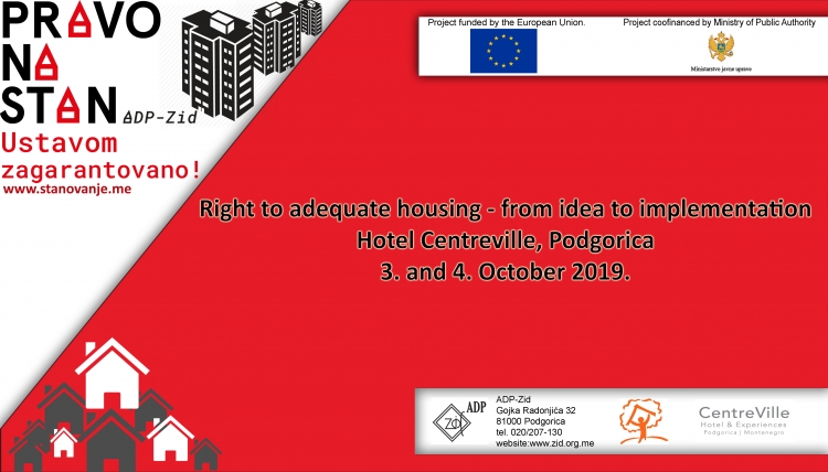 Conference on the right to adequate housing, 3-4 October, Podgorica - Save the date!
